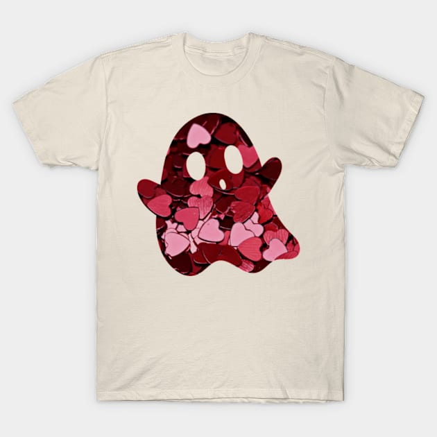 Valentines Red Hearts Ghost T-Shirt by Celestial Mystery